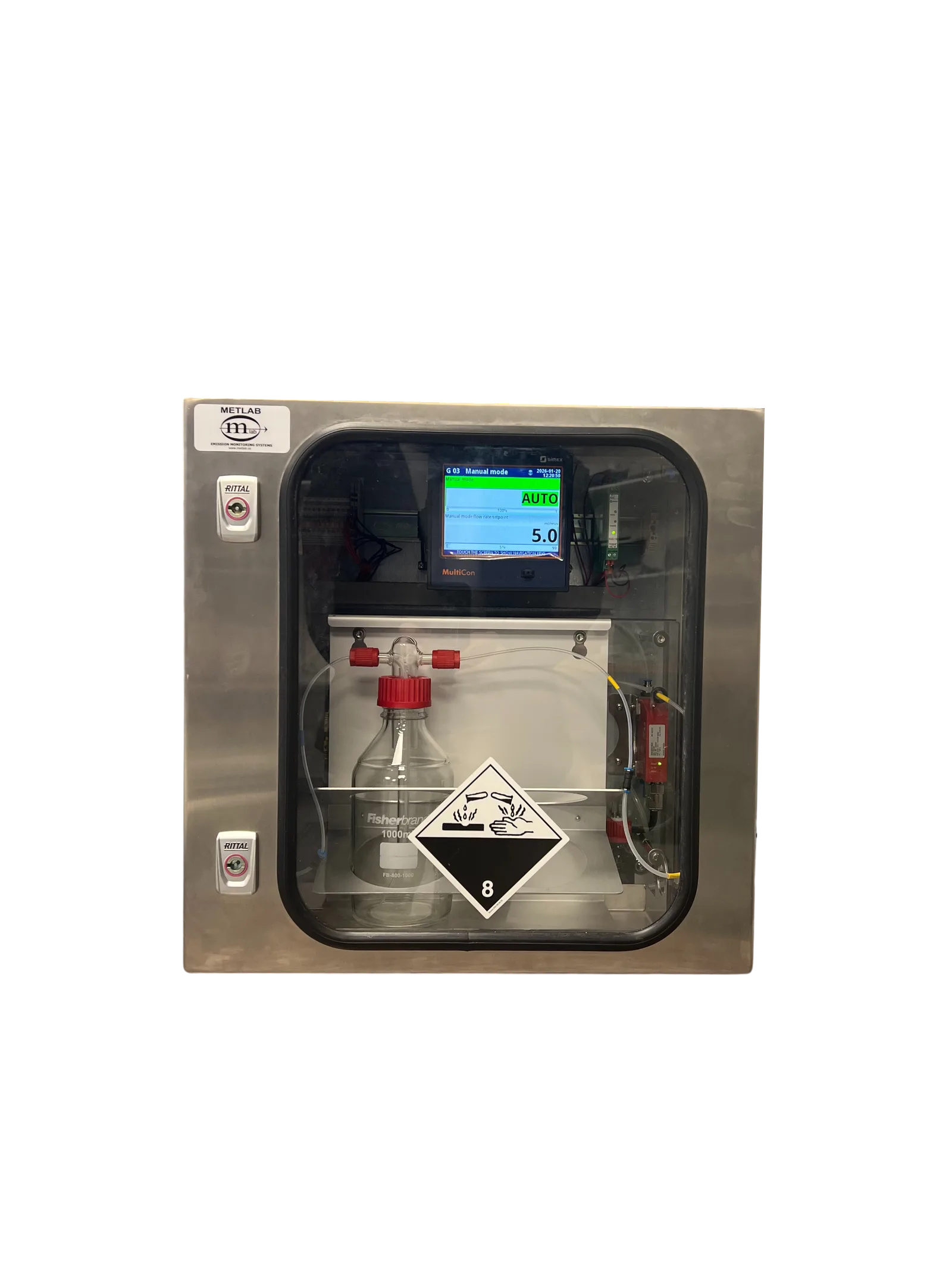 METLAB C14G2 biogenic CO₂ sampler — front view with the door visible and the front display lit.