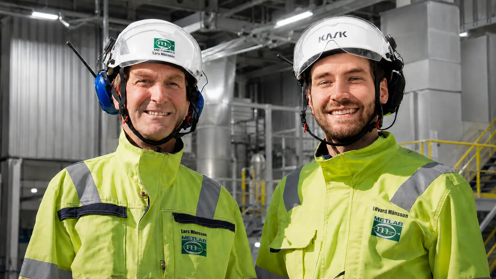 The METLAB team &mdash; emission-measurement specialists and instrument engineers, photographed at the Enk&ouml;ping office.